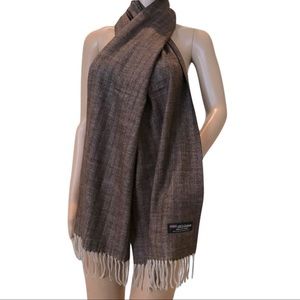 100% Cashmere Dark Brown Herringbone Scarf